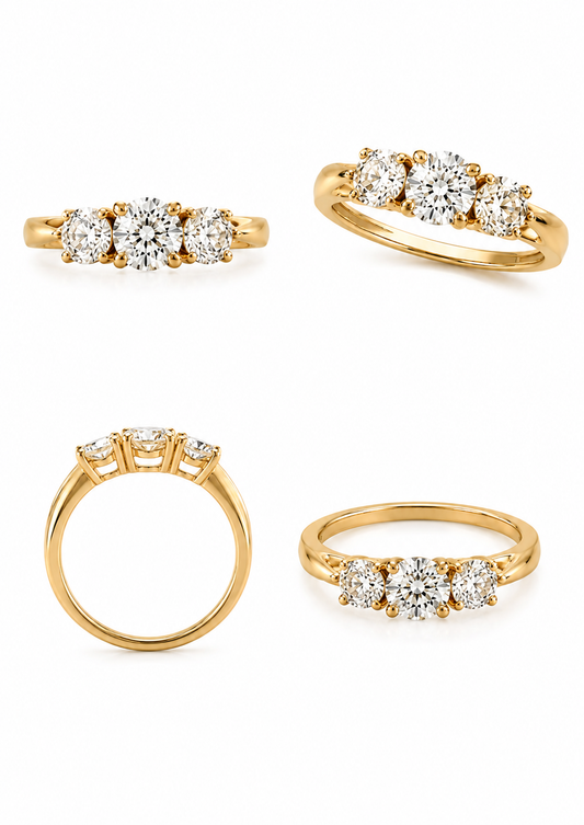 Trilogie Ring – 18 karaats goud en natuurlijke diamanten