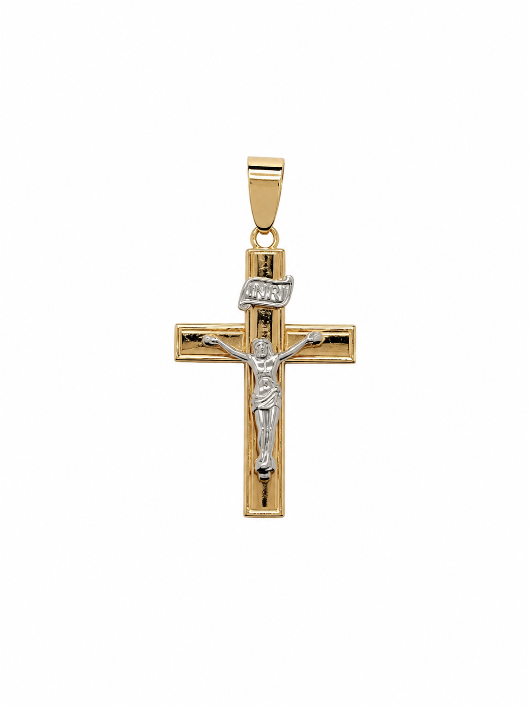 Hanger kruis geel-/witgoud 18k/750