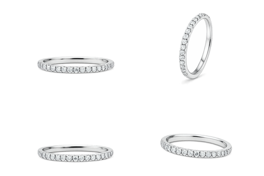 Bague demi-éternelle en or blanc, sertie de diamants naturel