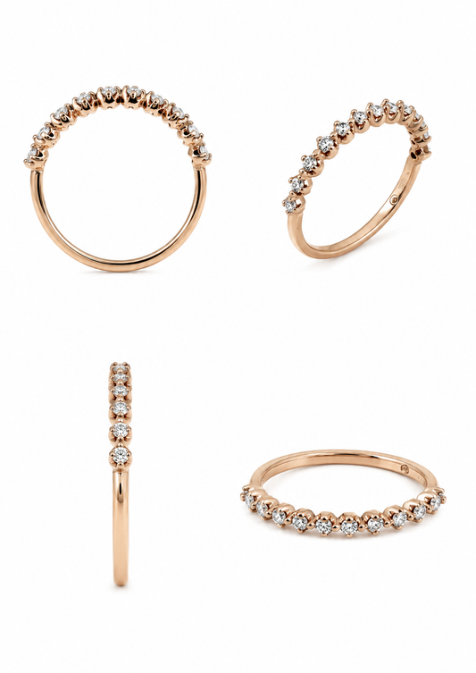 Rozegouden en diamanten ring