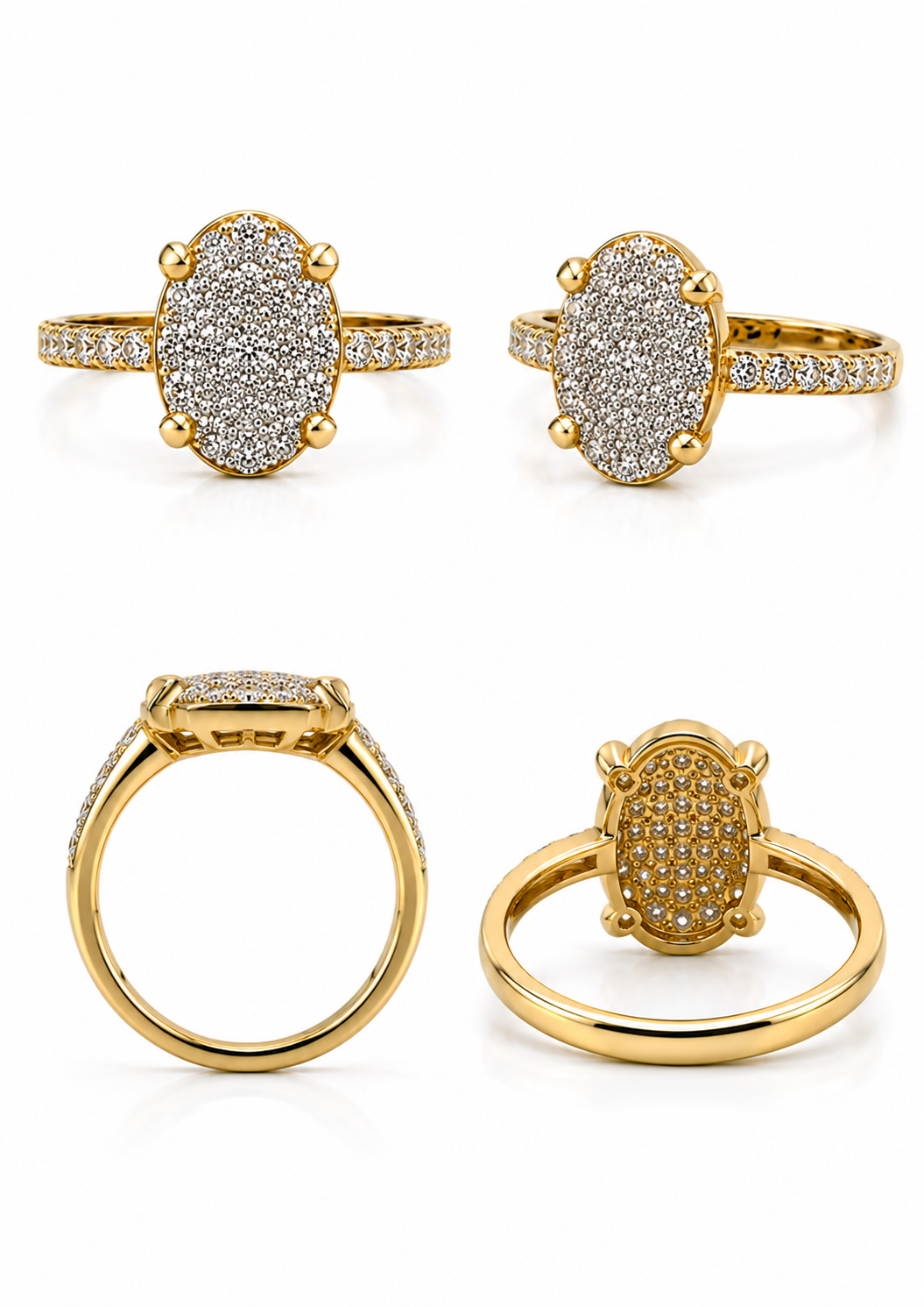 Bague Oval Cluster – Or 18K - Diamants