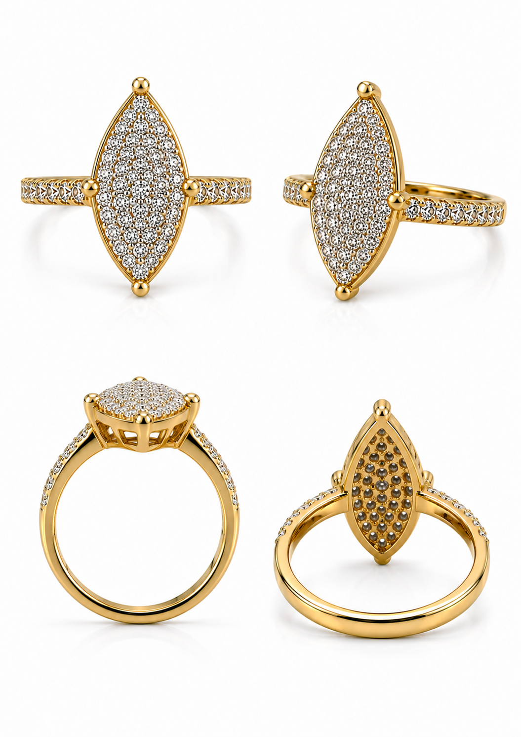 Bague Marquise Cluster – Or 18K - Diamants