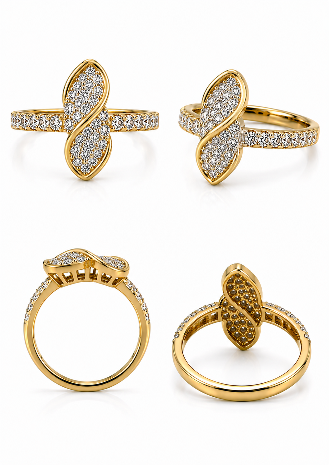 Bague Twist Cluster – Or 18K - Diamants