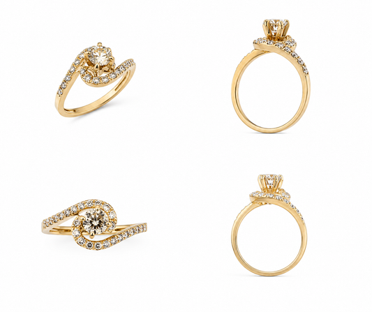Geelgouden ring - Natuurlijke diamant 0,85 ct Totaal karaatgewicht