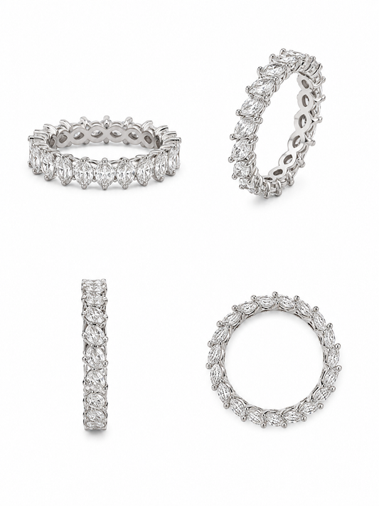 Eternity-ring met 'marquise slijp' diamanten