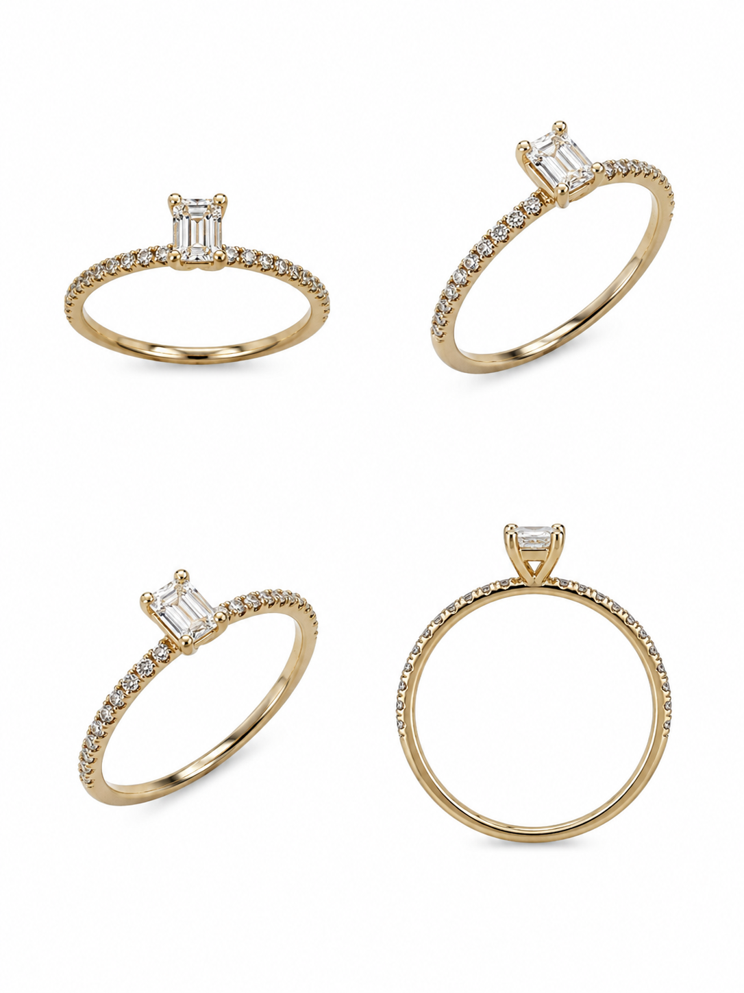 Bague or jaune - Emerald cut