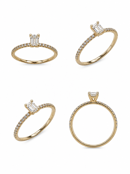 Geelgouden ring - Emerald cut
