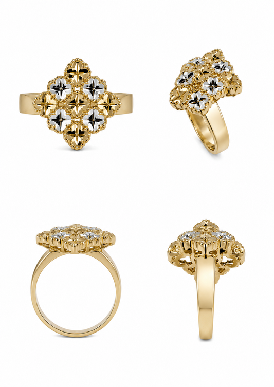 Ring van geel en witgoud, 18 karaat/750 