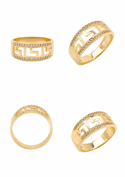 Geelgouden ring bezet met zirkonen