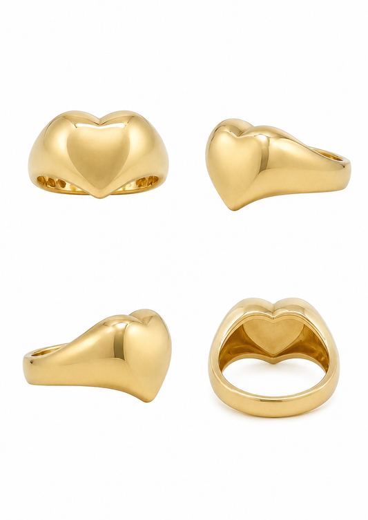 Geelgouden hartvormige ring, 3,86 g