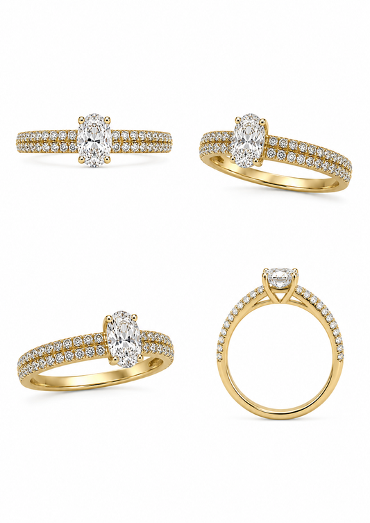 Gele gouden ring 'Ovaal Briljant'