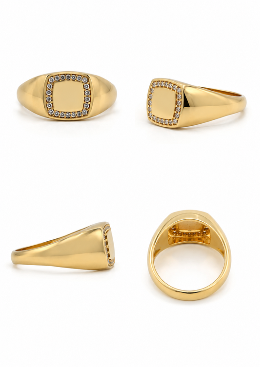 Geelgouden ring met zirkoon