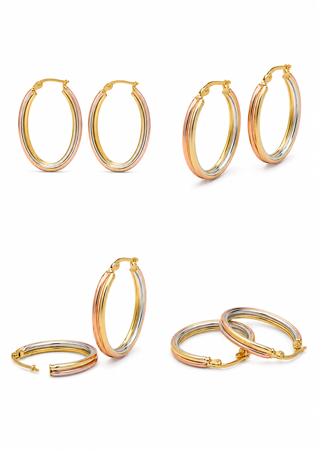 Boucle d'oreilles tri-color Oval grande