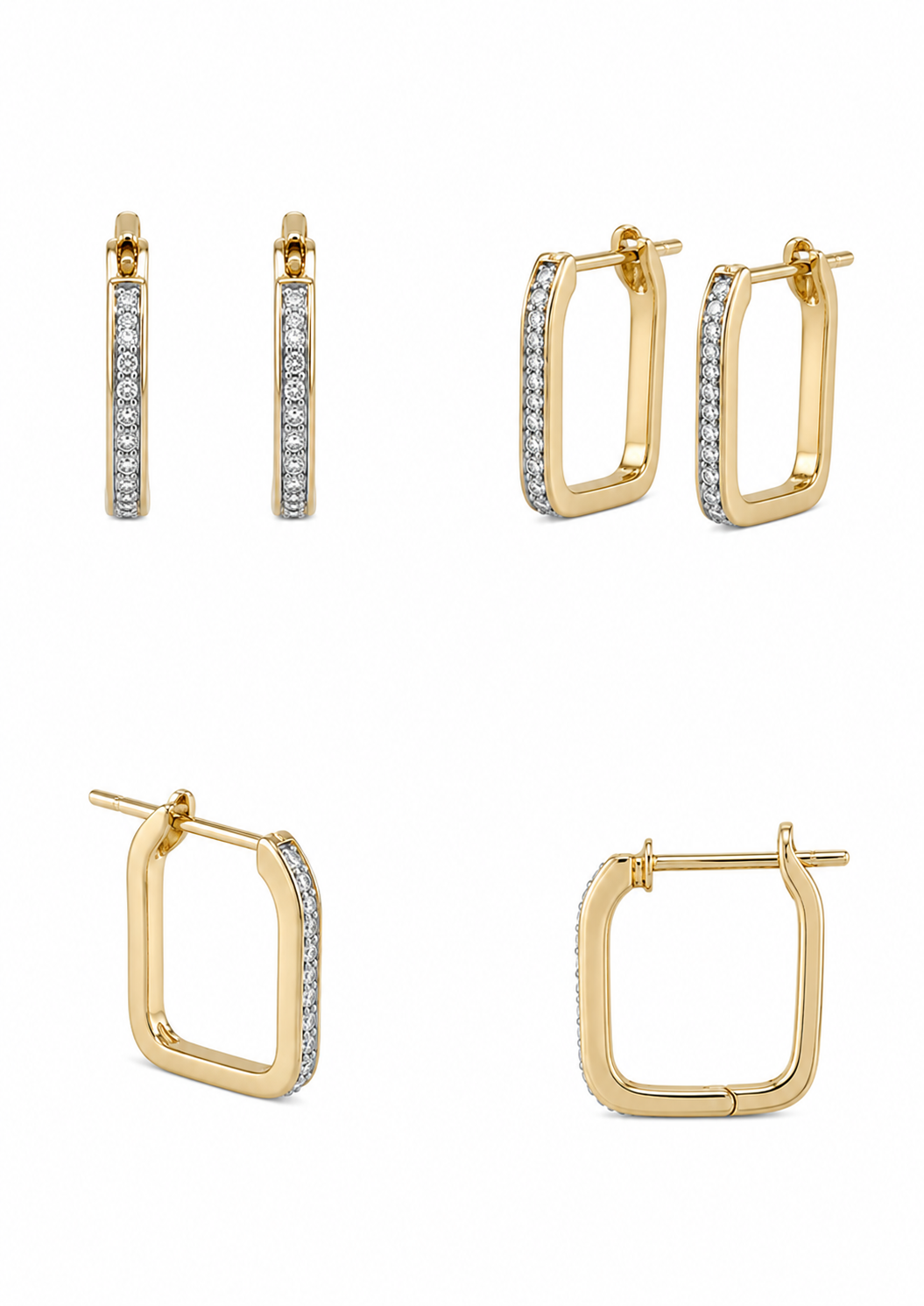 Boucles d'oreilles carrées avec strass