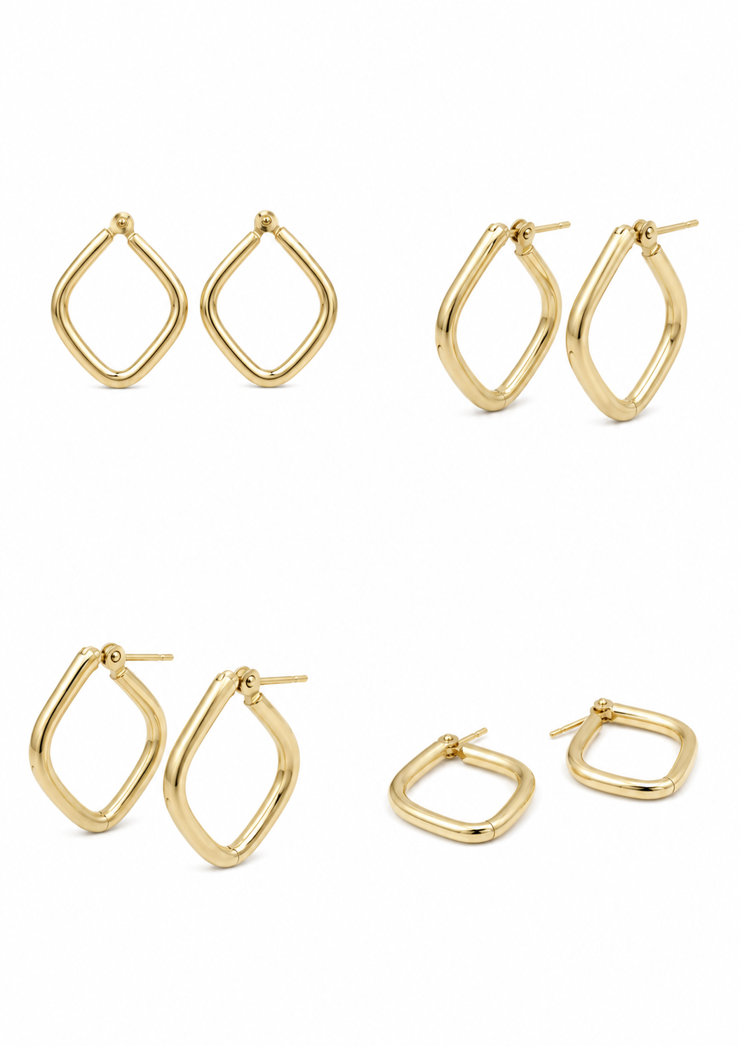 Boucles d'oreilles carrées en or jaune