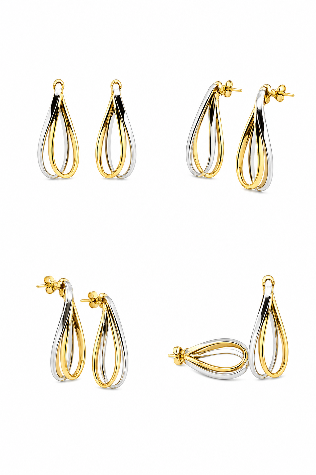 Earrings in yellow and white gold, 18 carats/750, 2.55 g