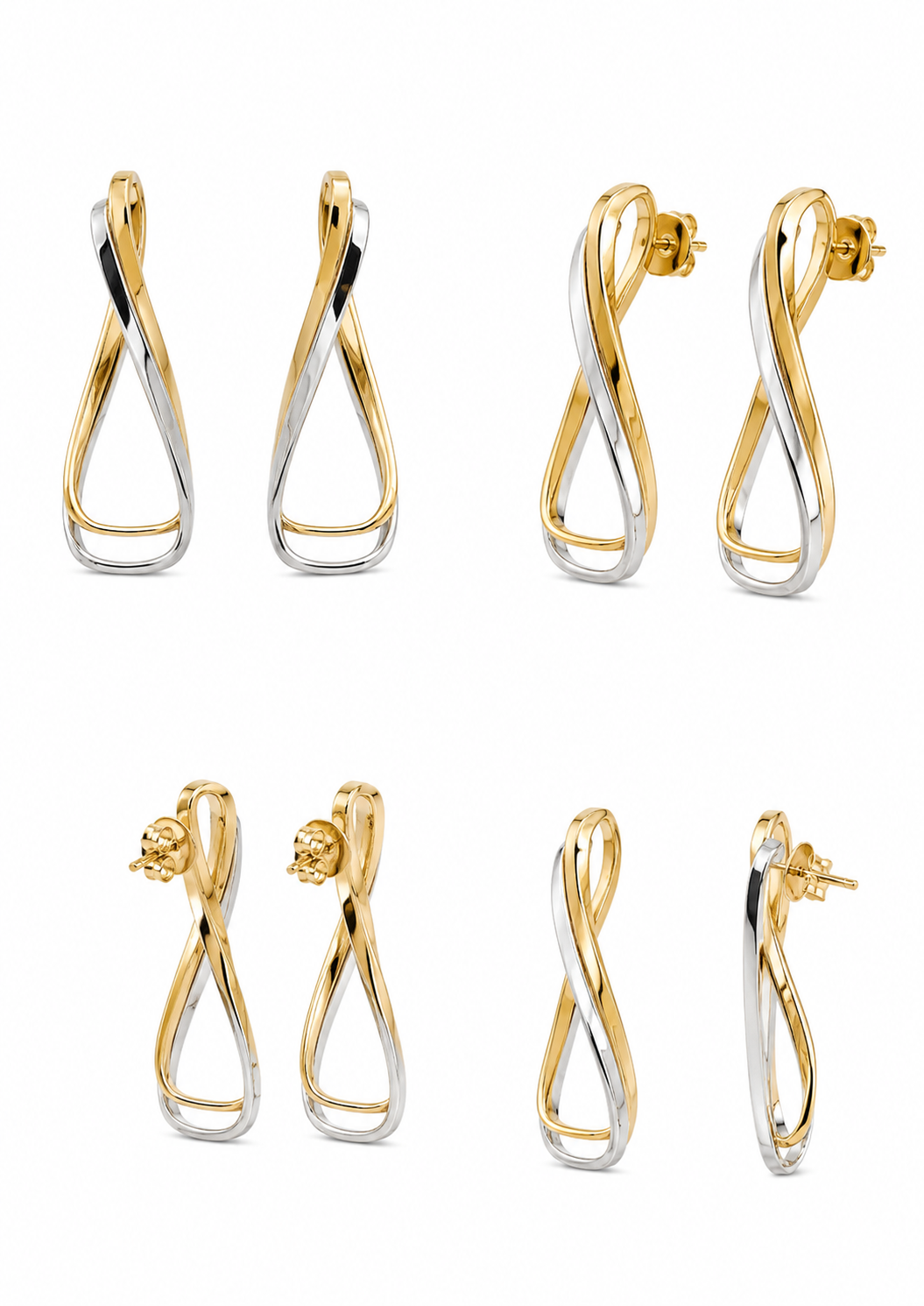 Earrings in yellow and white gold, 18 carats/750, 2.89 g