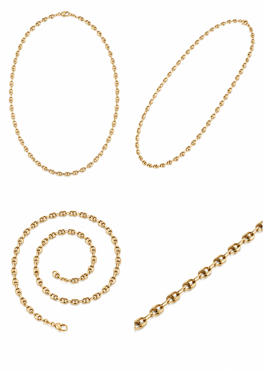 Gouden ketting met koffiebonenketting, 18 karaat/750, 12,29 g