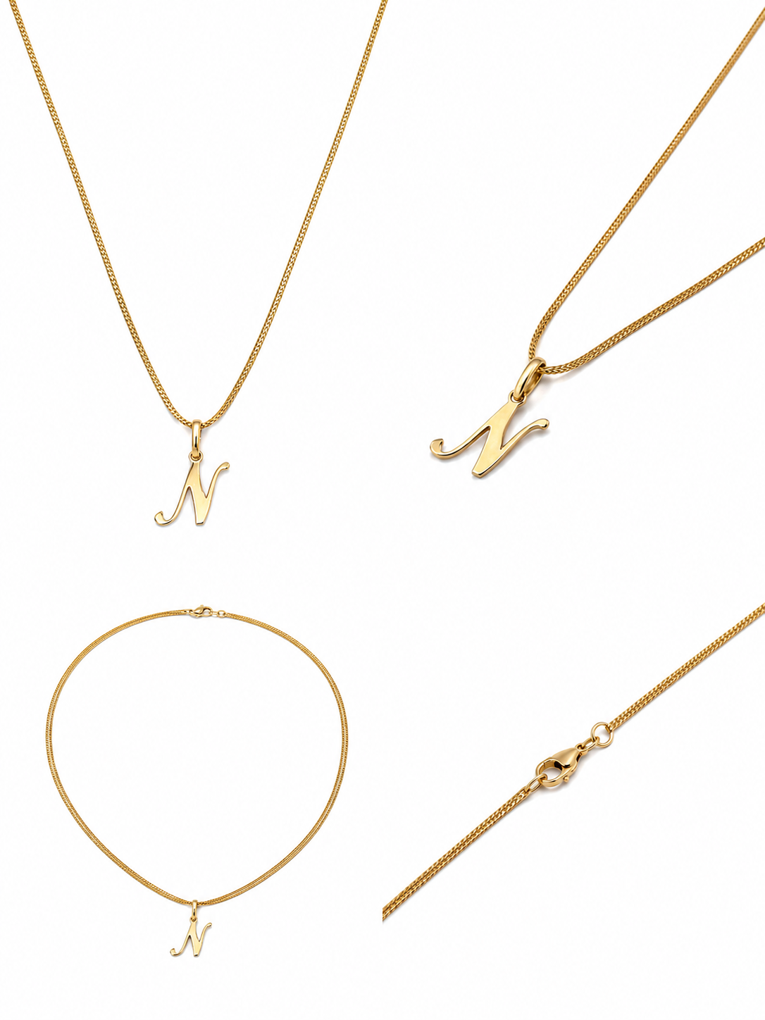 Collier en or jaune avec lettre, 18 carats/750