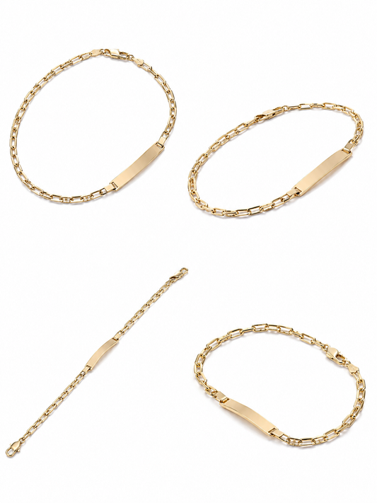 Armband van 18-karaats/750 geelgoud, 4,61 g, inclusief naamplaatje en gravure.
