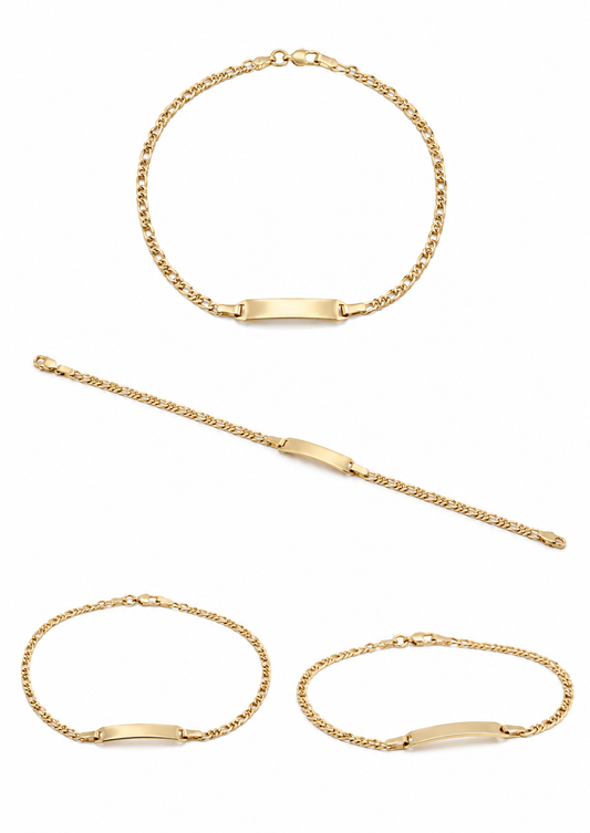 Armband van 18-karaats/750 geelgoud, 4,88 g, inclusief naamplaatje en gravure.