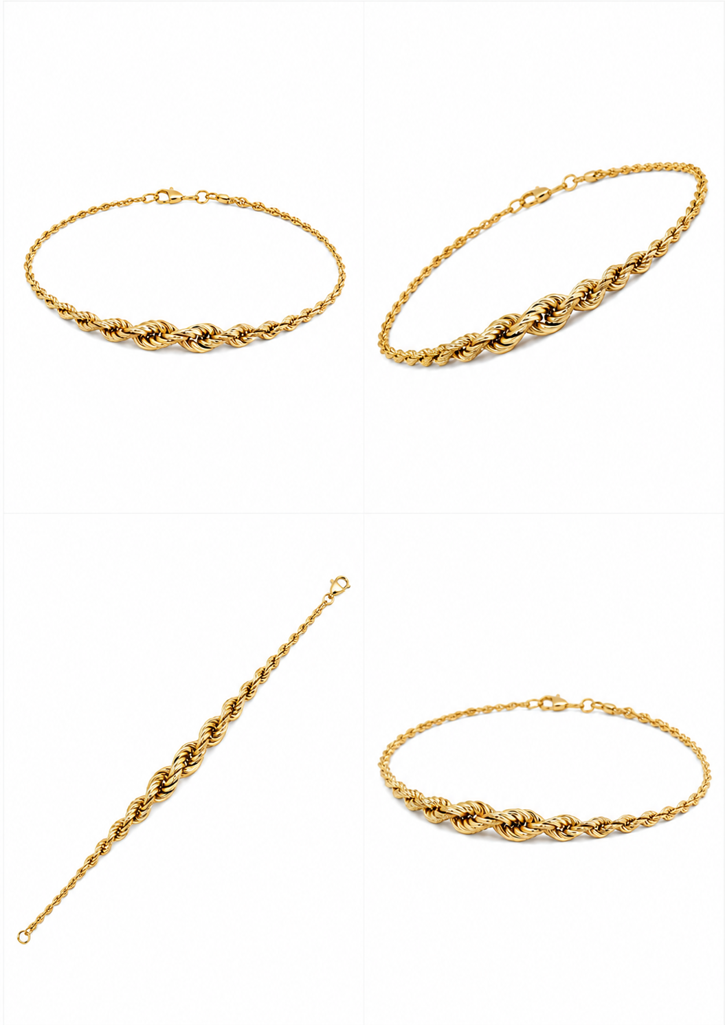 Yellow gold bracelet, twisted in a gradient