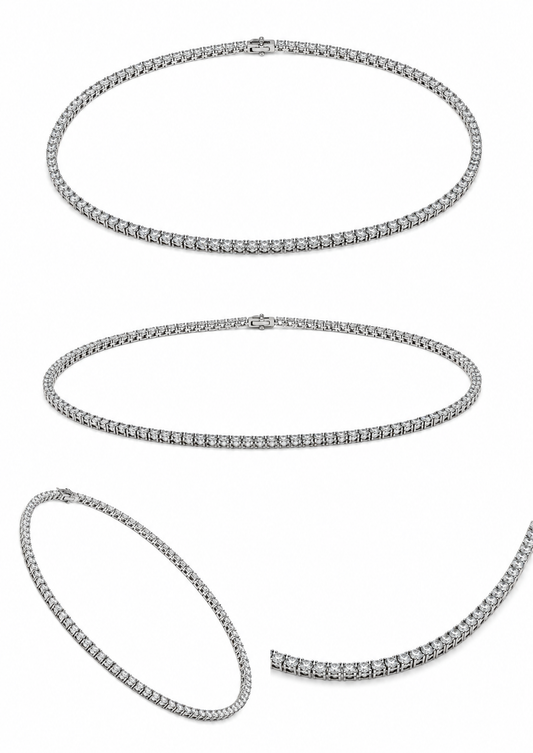 Tennisketting, 925 zilver bezet met Zwitserse zirkoon, 23,73 g