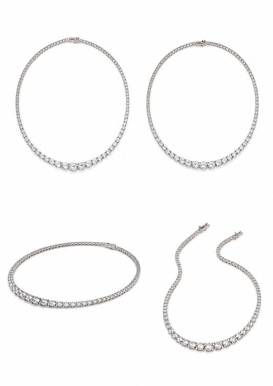 Tennisketting met kleurverloop, 925 zilver bezet met Zwitserse zirkoon, 29,05 g