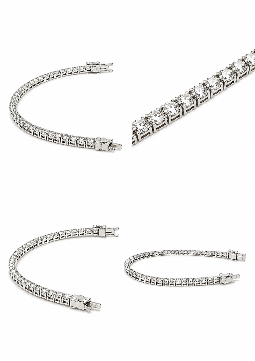 Bracelet tennis, modèle épais zircon suisse, argent 925 rhodié, 12,72 g