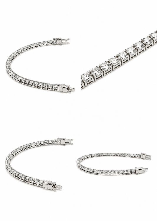 Tennisarmband, dik Zwitsers zirkoonmodel, gerhodineerd 925 zilver, 12,72 g
