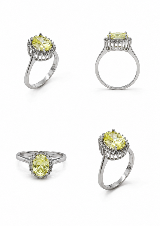 Ring van 925 sterlingzilver, bezet met zirkonia, gerhodineerd zilver, 3,12 g