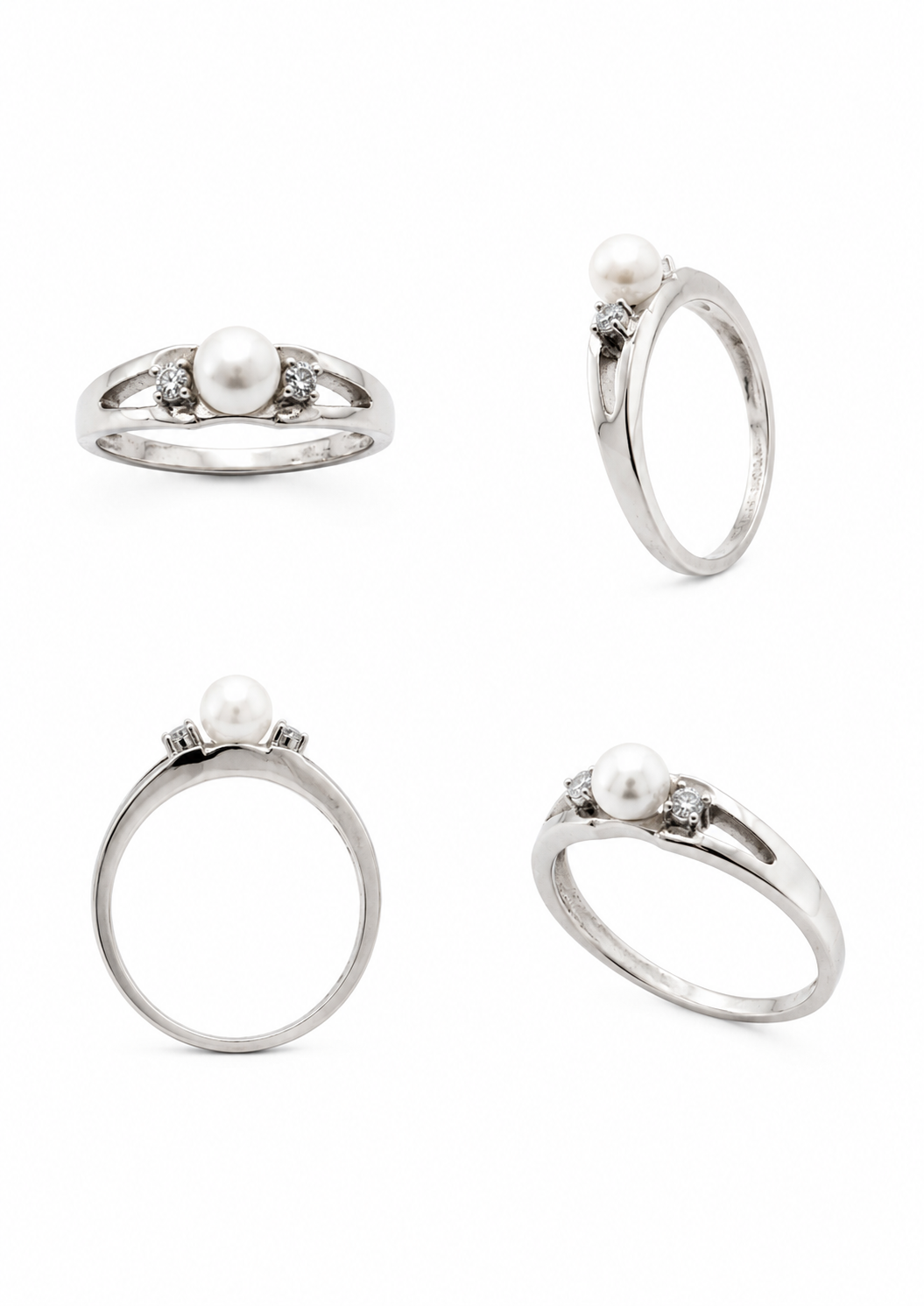 925 sterling silver ring, set with cubic zirconia, rhodium-plated silver, 3.33g