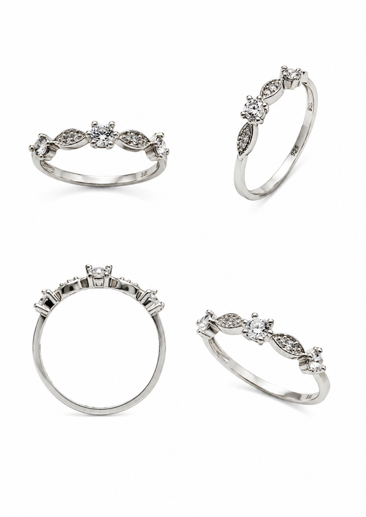 Bague en argent 925, sertie de zirconiums , argent rhodié, 1,90 g