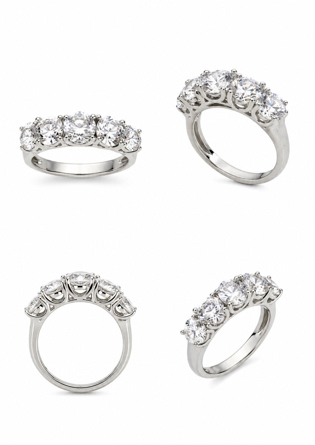 Bague en argent 925, sertie de zirconiums, argent rhodié, 4,79g