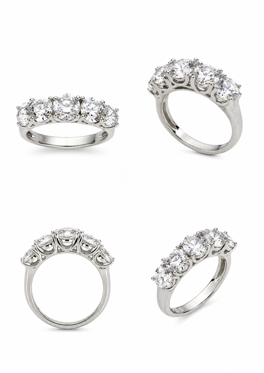 Bague en argent 925, sertie de zirconiums, argent rhodié, 4,79g