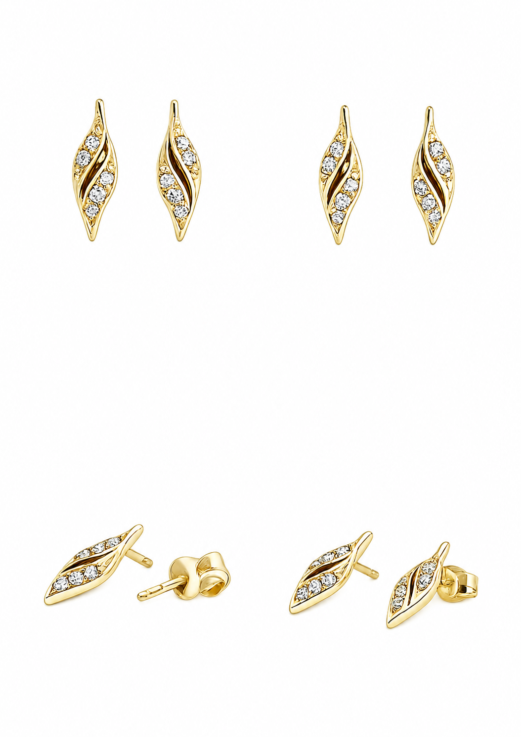 Boucles d'oreilles enfant serties de zircons, or 18 carats/750, 1,38g
