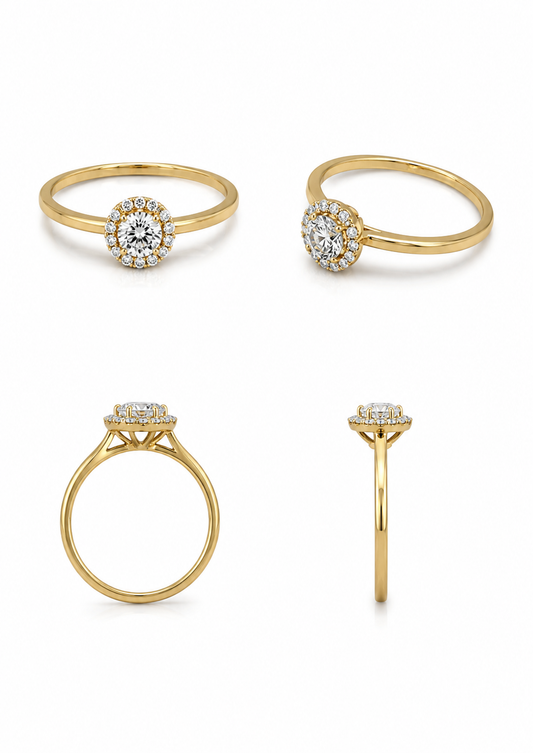 Geelgouden ring 'Round brilliant'
