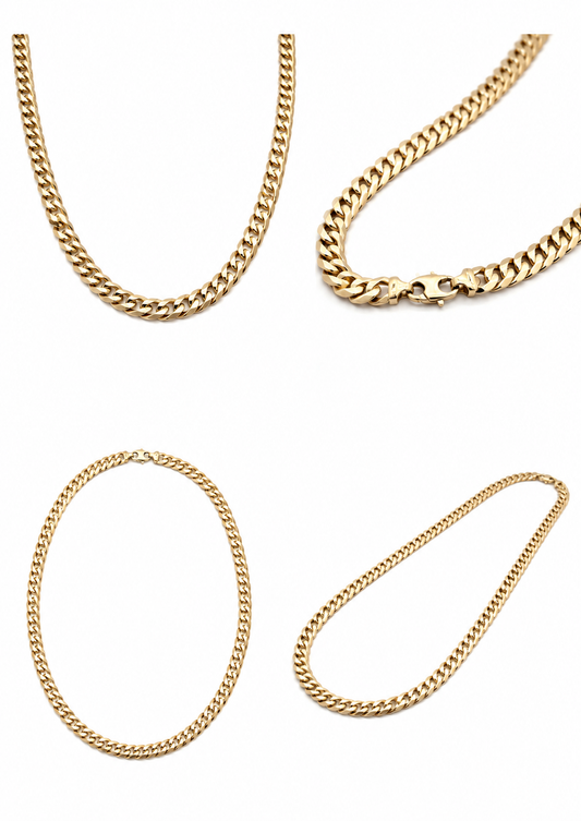 Donkerroze 'cuban link'-halsketting