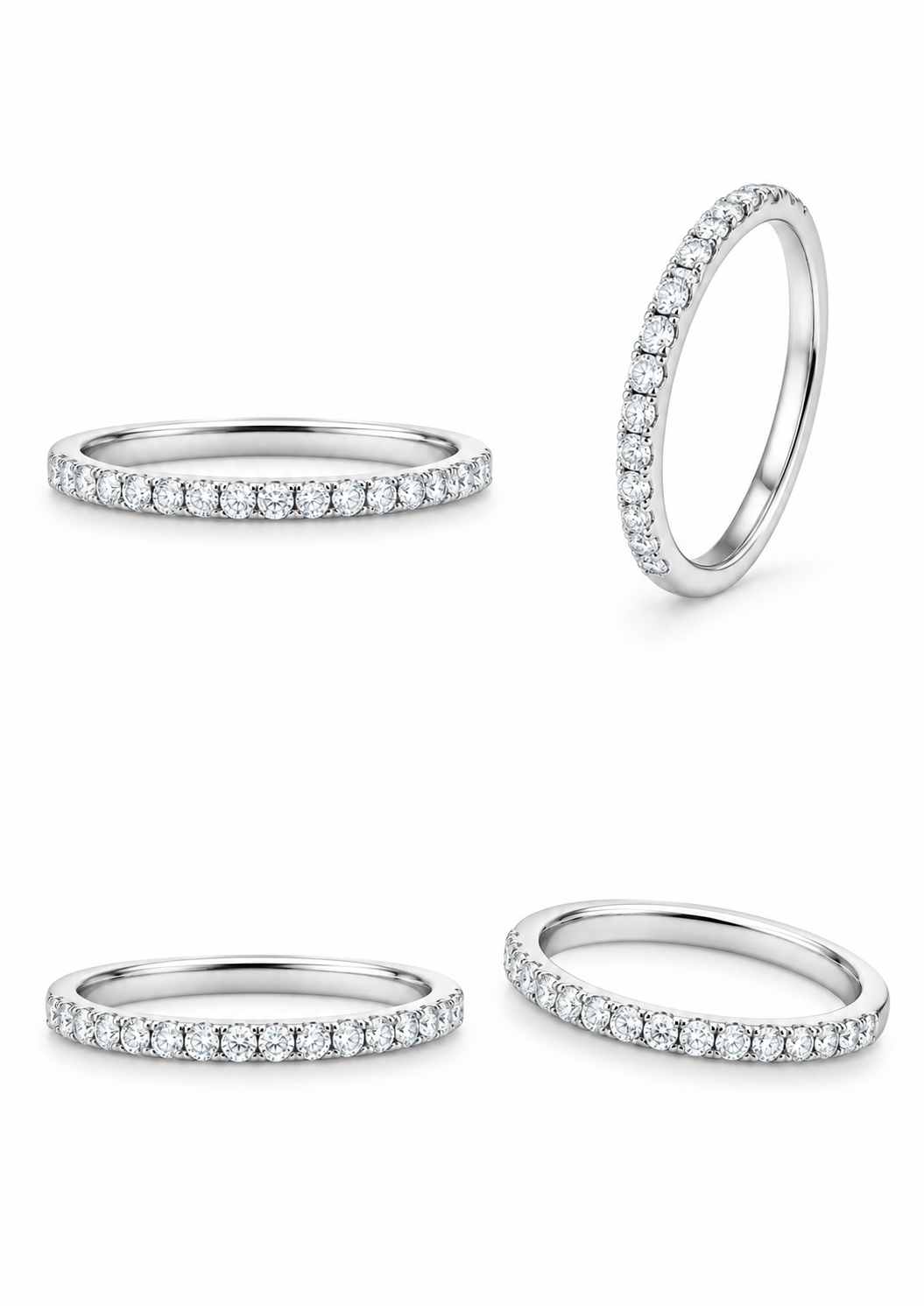 Half-eeuwige ring in witgoud, bezet met natuurlijke diamanten