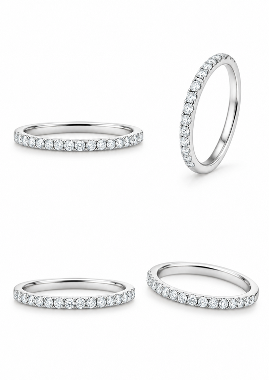 Half-eeuwige ring in witgoud, bezet met natuurlijke diamanten