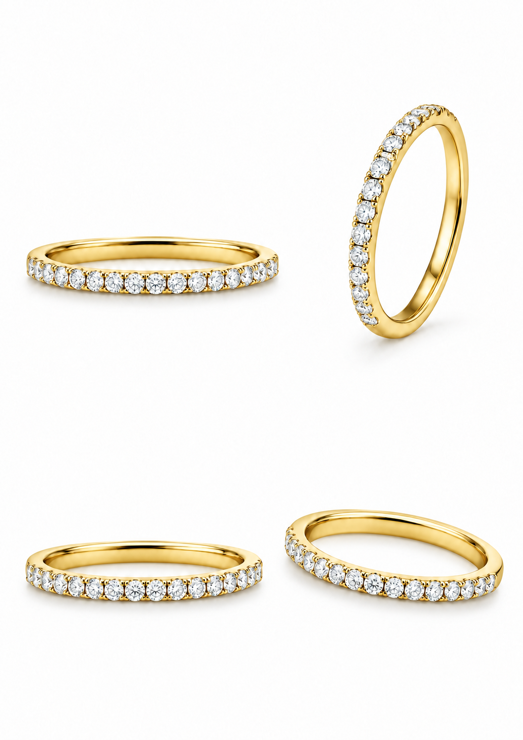 Half-eeuwige ring in witgoud, bezet met natuurlijke diamanten