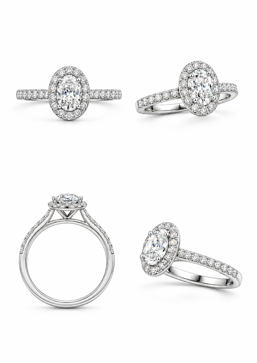 'Oval Brilliant' White Gold Ring