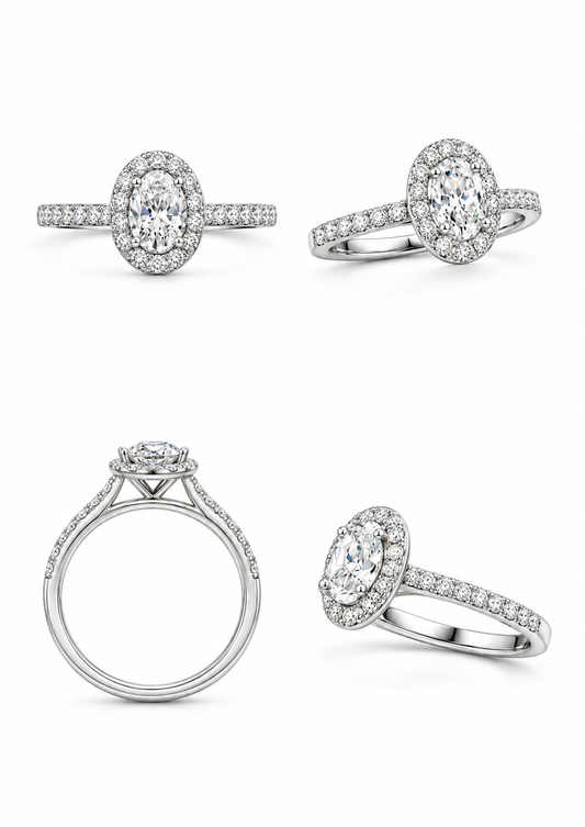 Witgouden ring 'Ovaal briljant'
