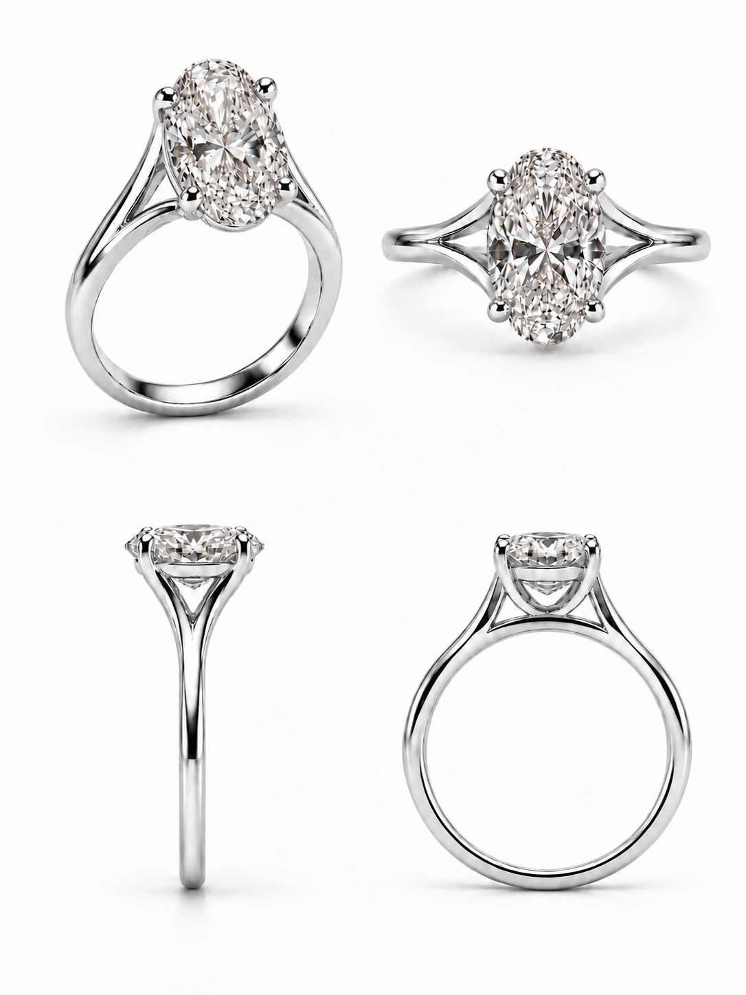 Bague en or jaune/blanc avec diamant ovale de 2,01 ct