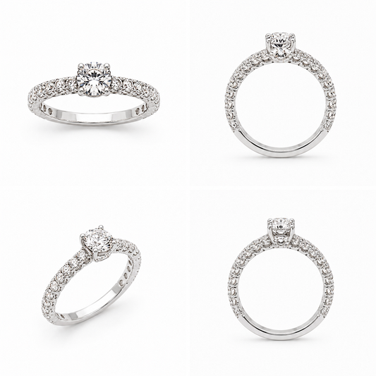 Bague d'éternité en or blanc sertie d'une pierre centrale de 2,01 ct