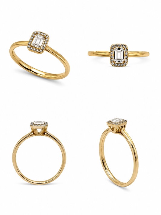 Bague diamant ' coupe émeraude '