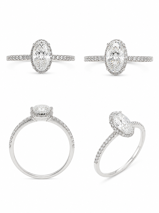 Witgouden ring bezet met een ovale diamant 
