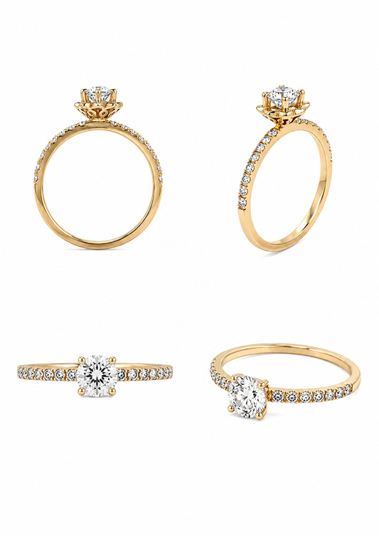 18k geelgouden verlovingsring, natuurlijke diamant