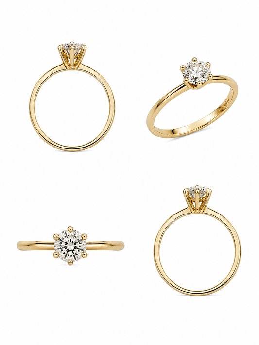Geelgouden ring met natuurlijke diamant 
