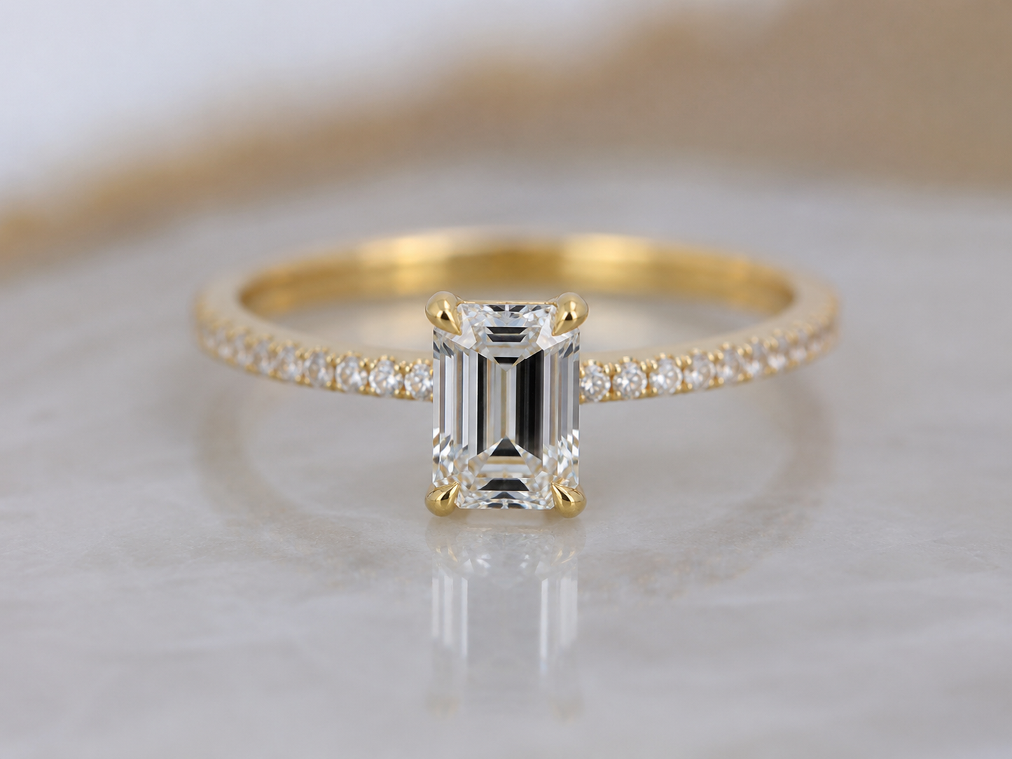 Bague or jaune - Emerald cut
